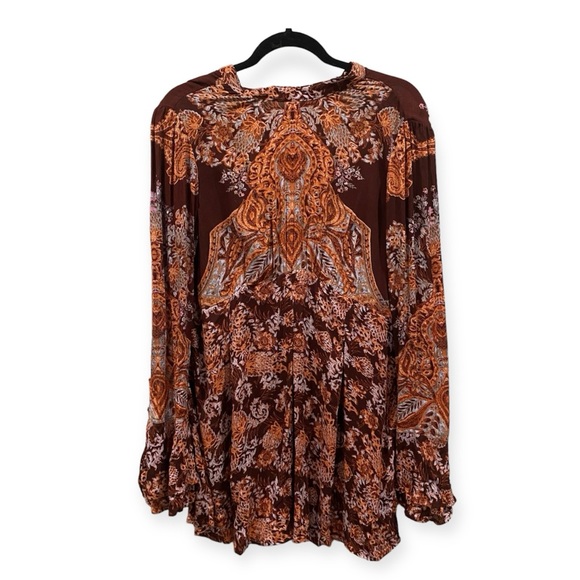 Free People NWT High Neck Cut Out Long Sleeve Tunic Top Maroon Red Med OB834537 - Picture 3 of 13